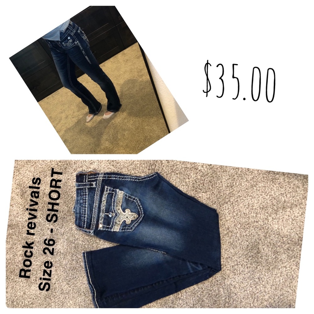 Rock revival dark wash jean